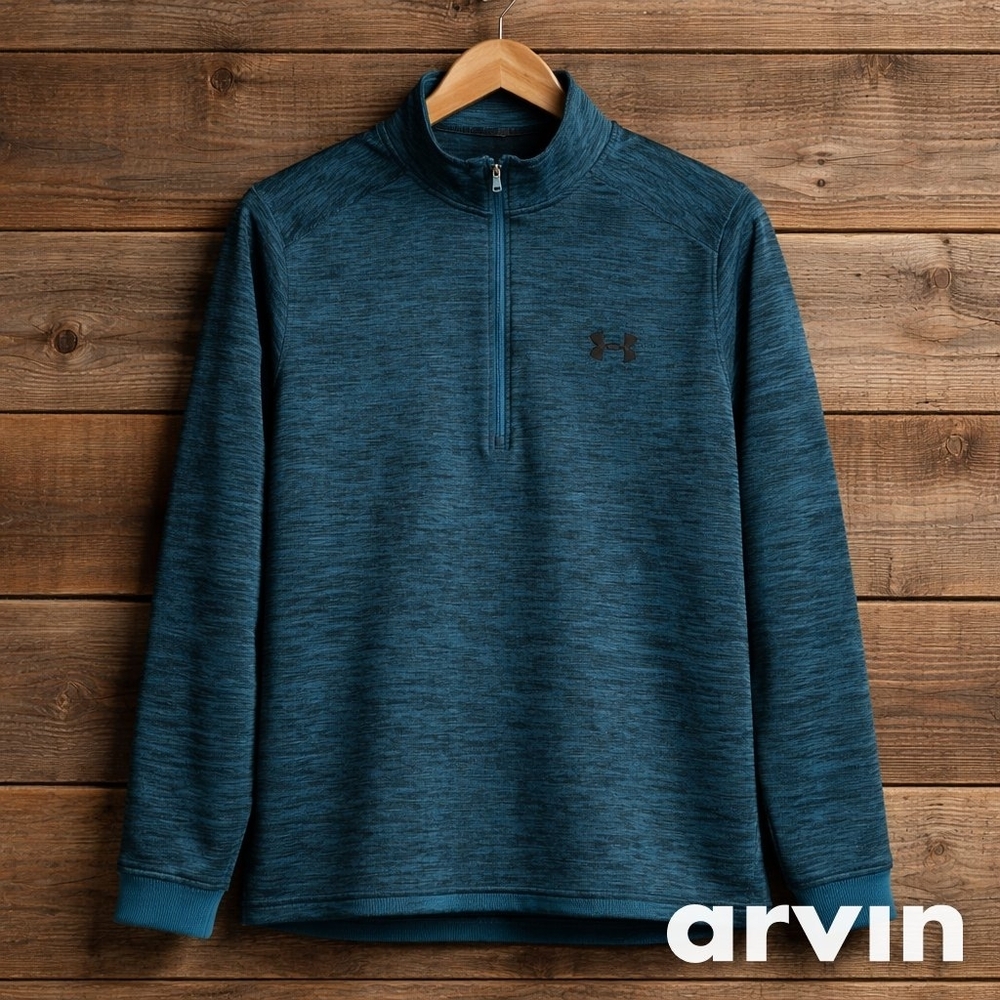 Under Armour Men's Teal-Blue Quarter Zip Performance Pullover